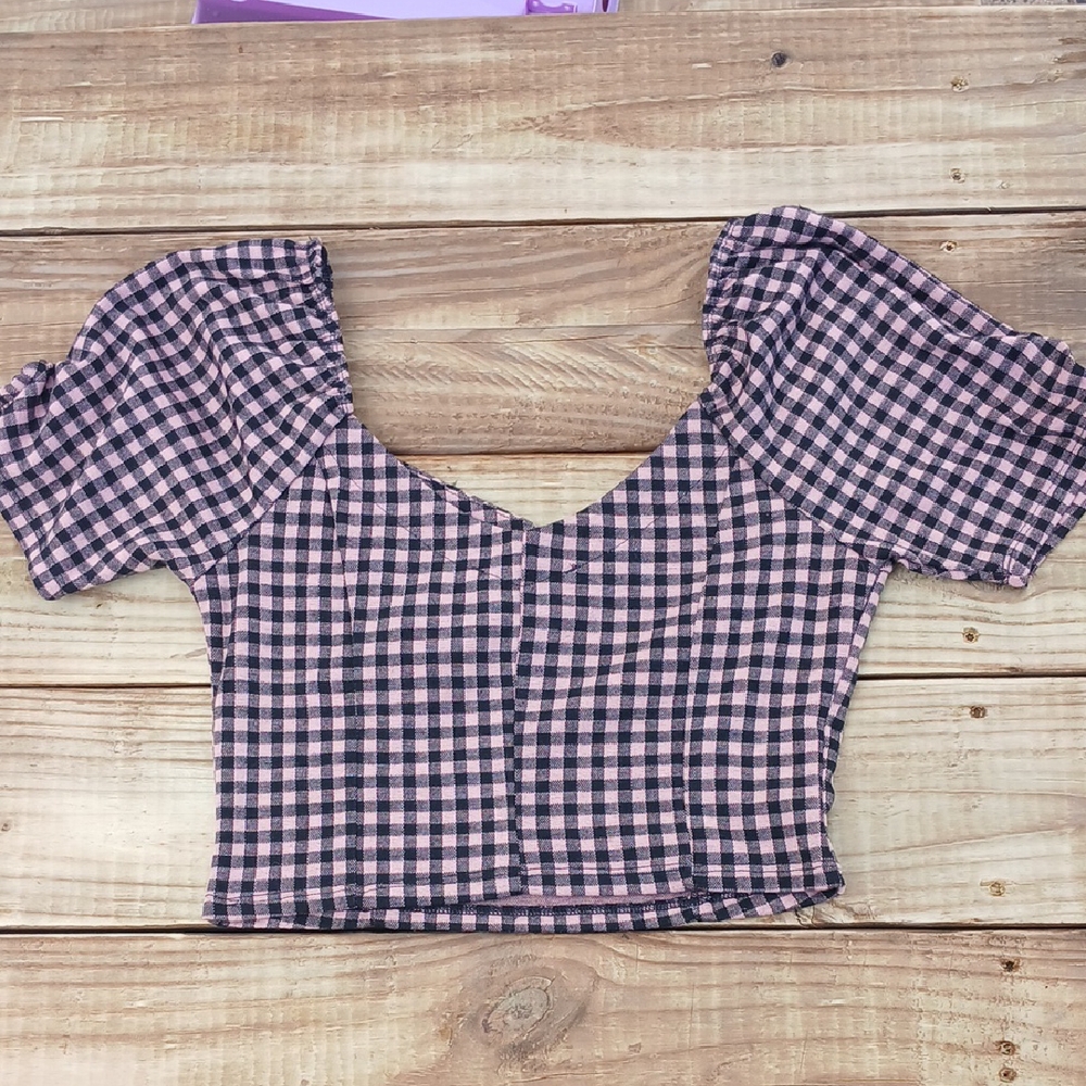 Haute Monde Pink and Black Gingham Blouse